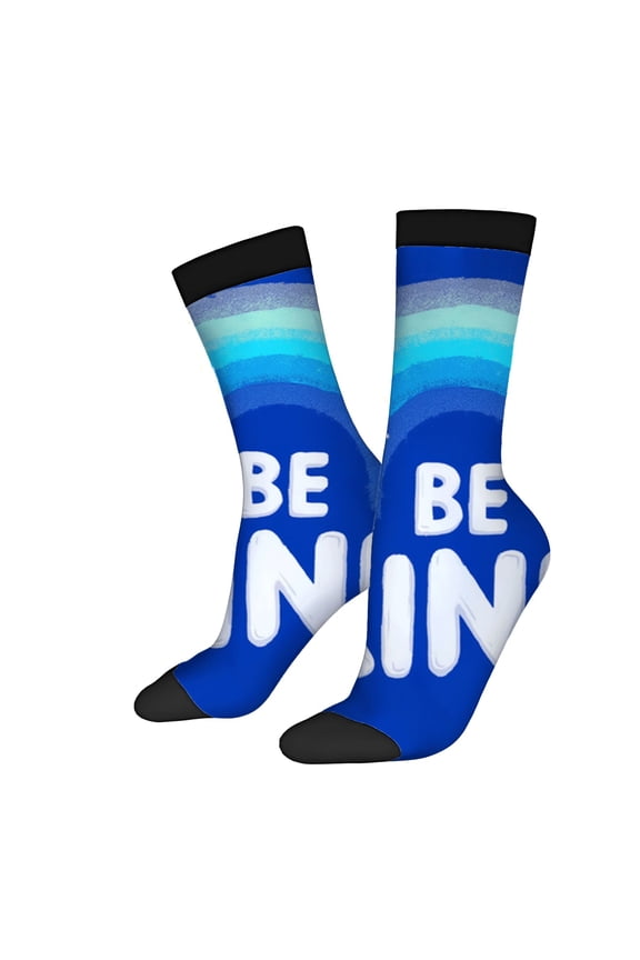 Four Seasons Universal Socks - 2 Pairs of Vibrant Mixed Color Socks with Playful ' BE KIND ' Design Unisex Trendy Style