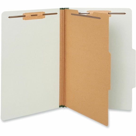 Four-Section Pressboard Classification Folders, 1 Divider, Legal Size, Gray, 10/Box