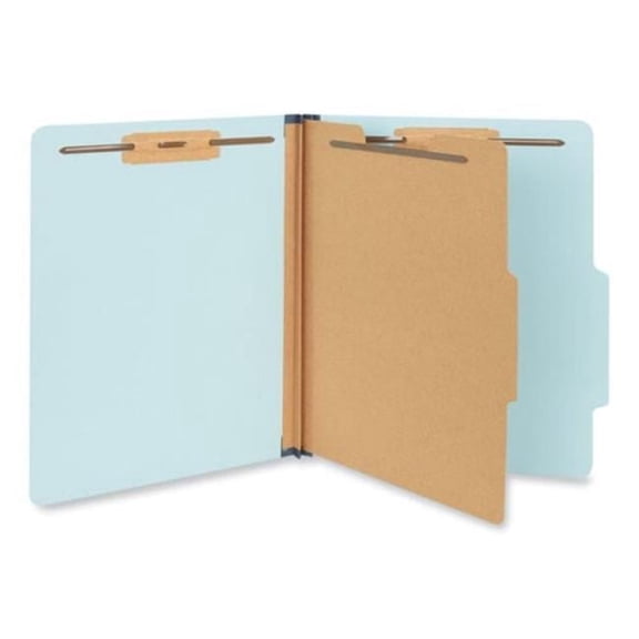 Four-Section Pressboard Classification Folders - 1 Divider - Letter Size - Light Blue - Box of 20