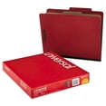 thumbnail image 1 of Four-Section Pressboard Classification Folders, 1 Divider, Letter Size, Red, 10/Box, 1 of 7