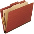 FourSection Pressboard Folders, Legal, 2/5 Tab, Red (Box of 10