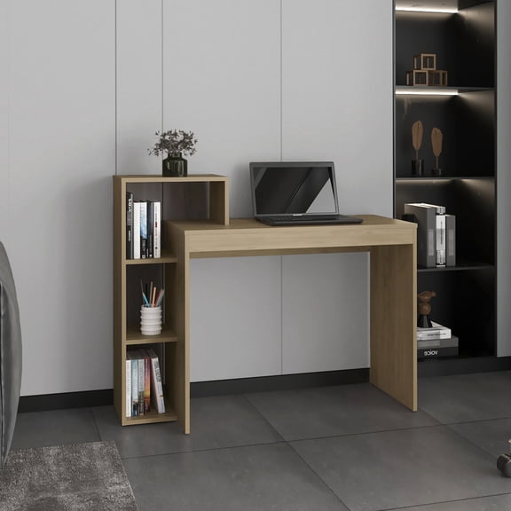 Four - Shelf Rectangular Desk 43.3" Wide / Sturdy Construction for Office Essentials