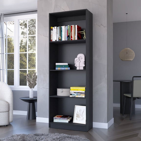 Four - Shelf Tiered Bookcase | Provide Storage for Various Interior Designs | TSCA - Compliant Engineered Wood | Resolves Storage Limitations