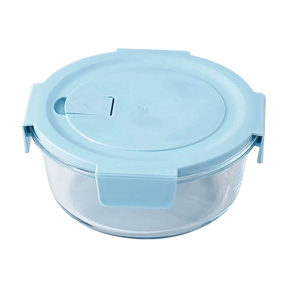 Four Side Buckle Sealed Glass Food Storage Container Vented Lid Leakproof Bento Lunch Bowl for Work Campus Fridge