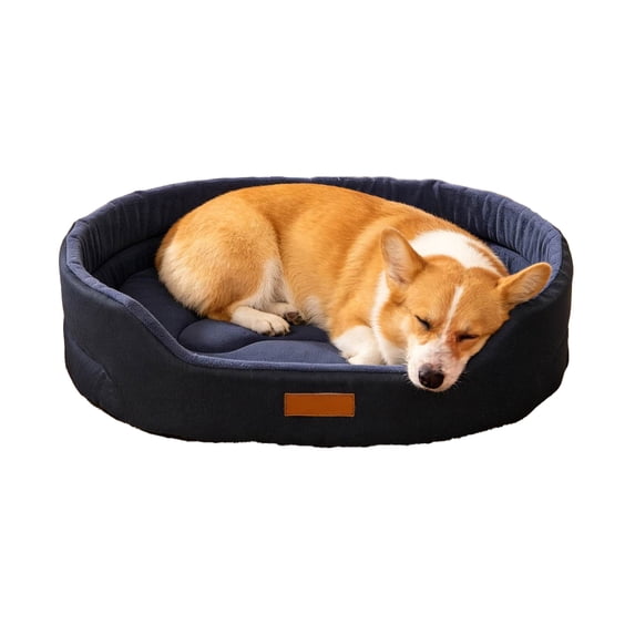 Four Sided Bolster Oval Dog Bed, Soft Cloth Waterproof Anti-Slip Pet Sofa Cushion 20x14x5in, Machine Washable All Season Crate Kennel Mat for Small Medium Pets,Indoor Pet Rest Bed, Christmas Pet Gift