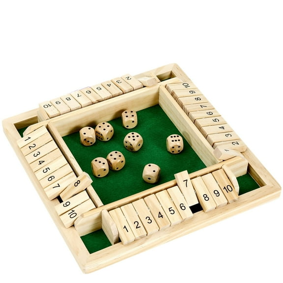 Four-Sided Flip Card Game Toys, 2-4 Player Family Wooden Board Table Math Games for Adults and Kids, Digital Flip Board for Gatherings for Friends and Family