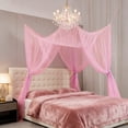 thumbnail image 1 of Four-Sided Mosquito Net, 95x83 Inch Large Size Outdoor/Home Bed Canopy, Mosquito Net Curtain Set, Mesh Bed Cover, Pink, 1 of 6