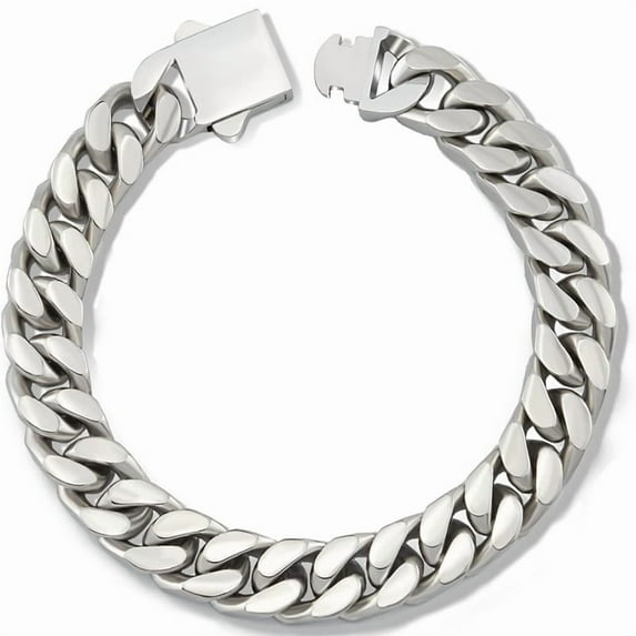 Four-Sided Polished Encrypted Cuban Link Stainless Steel Bracelet Necklace Men's Jewelry Titanium Steel Bracelet