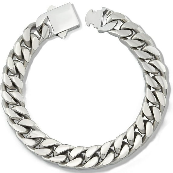 Four-Sided Polished Encrypted Cuban Link Stainless Steel Bracelet Necklace Men's Jewelry Titanium Steel Bracelet
