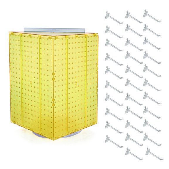 Four-Sided Revolving 14"W x 20"H Pegboard Counter Display w/ 32 4" Hooks