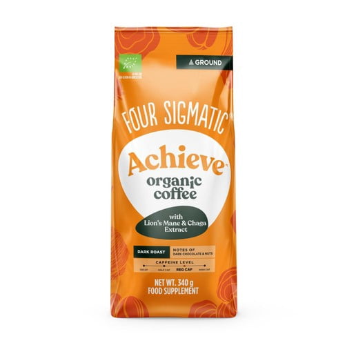 Four Sigmatic Achieve Organic Mushroom Ground Coffee Bag 340g, British Import (Pack of 2)