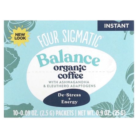 Four Sigmatic, Adaptogen Coffee Mix with Ashwagandha, Balance, Medium Roast, 10 Packets, 0.09 oz (2.5 g) Each Pack of 3