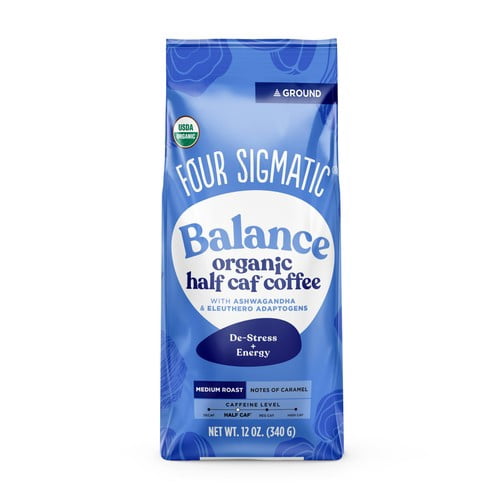 Four Sigmatic Balance Half Caf Ground Organic Mushroom Coffee Bag 340g, British Import (Pack of 2)