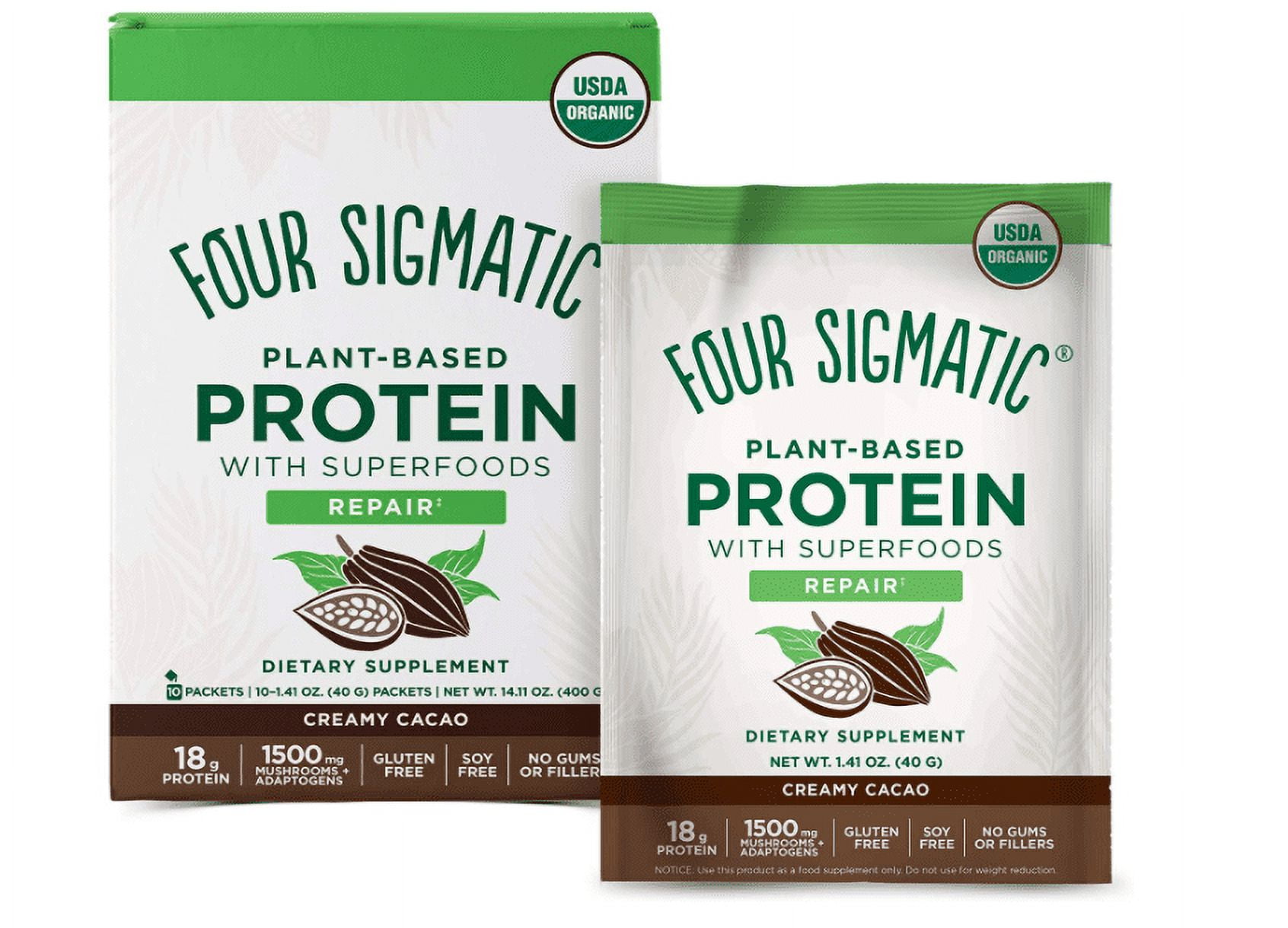 Four Sigmatic Creamy Cacao Superfood Protein, Organic Plant-Based ...