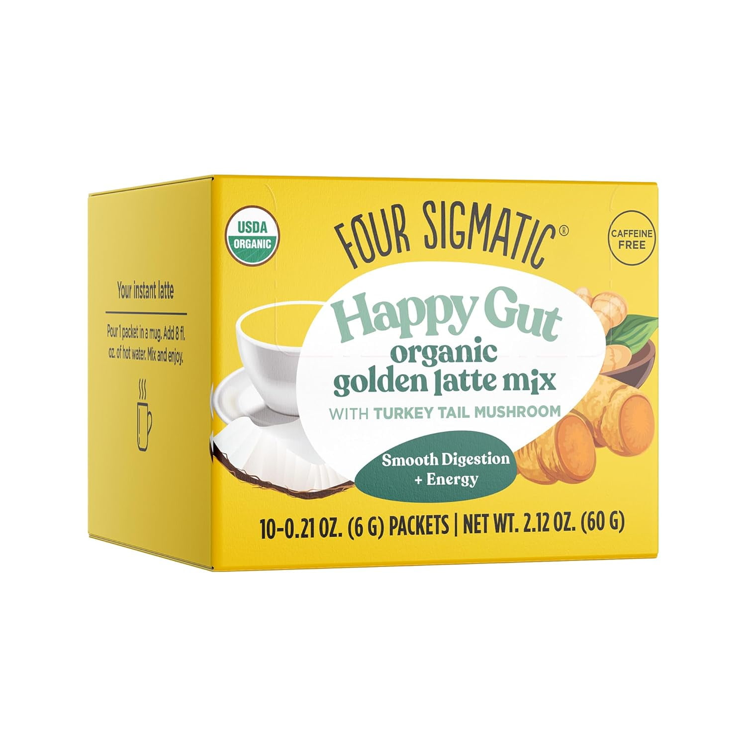 Four Sigmatic, Golden Latte Mix with Turkey Tail, 10 Packets, 0.21
