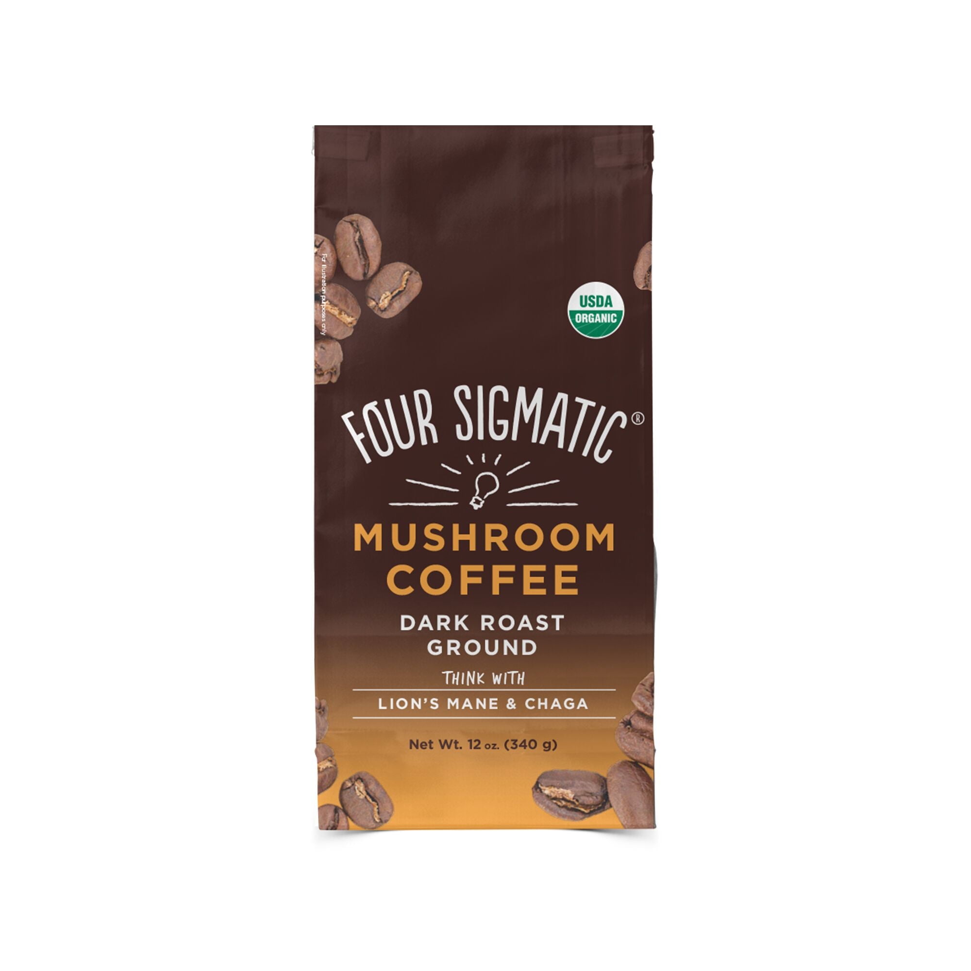 Four Sigmatic Mushroom Coffee Mix, Dark Roast, 12 Ounce Bag