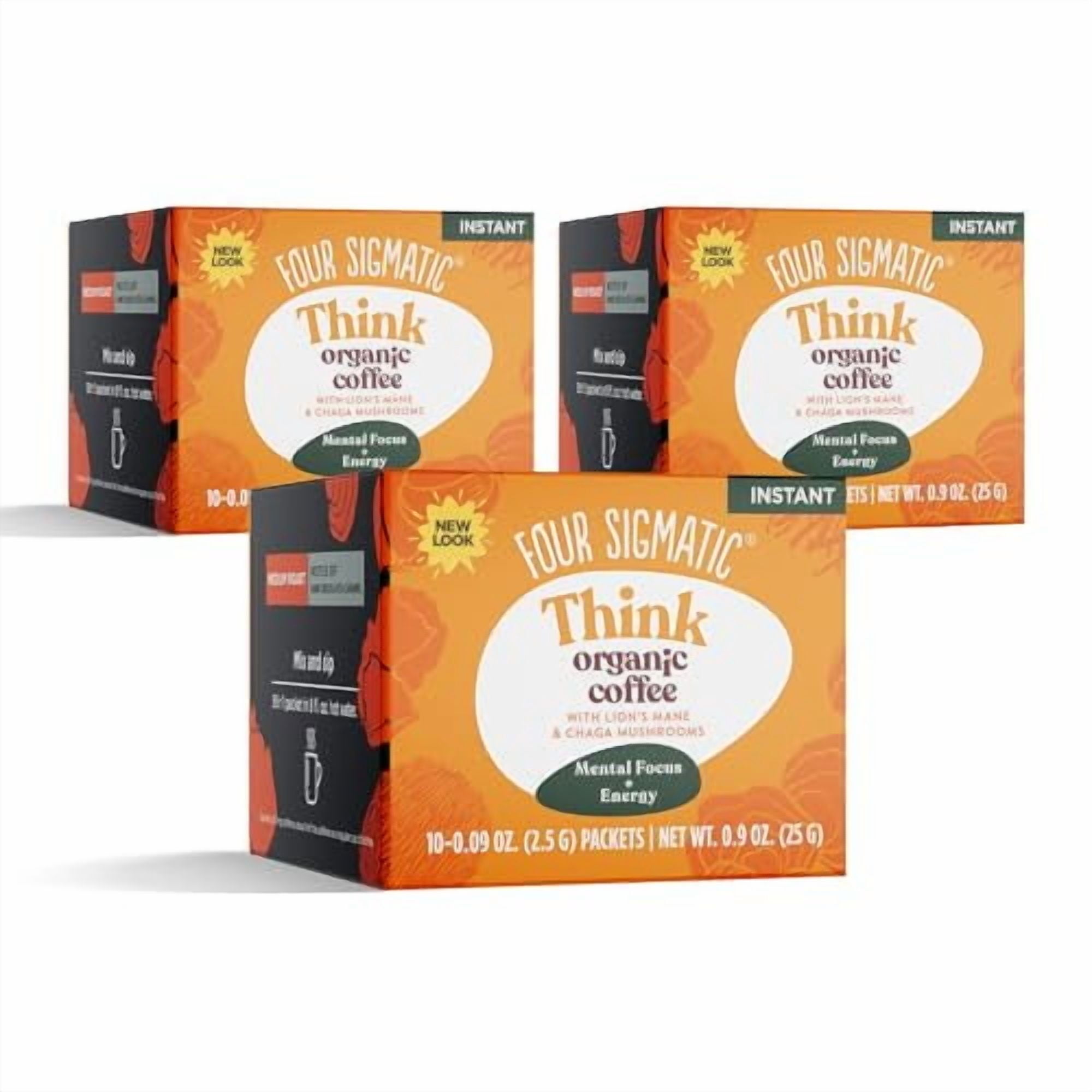 Four Sigmatic Mushroom Mix Coffee Lion's Mane | Focus | Pack of 3 (30 Packets Total)