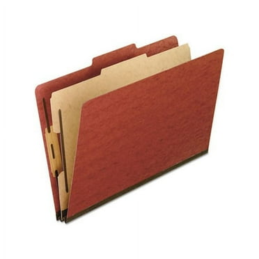 Four Six Six-, and Eight-Section Pressboard Classification Folders, 1 Divider, Embedded Fasteners, Legal Size, Red, 10/Box