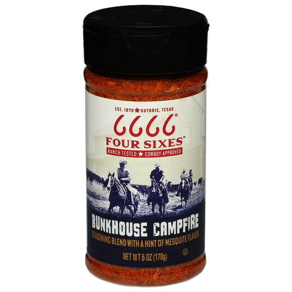 Four Sixes Bunkhouse BBQ, Natural Smoky Mesquite Spices, BBQ Seasoning Blend, 6 oz Bottle 3 count