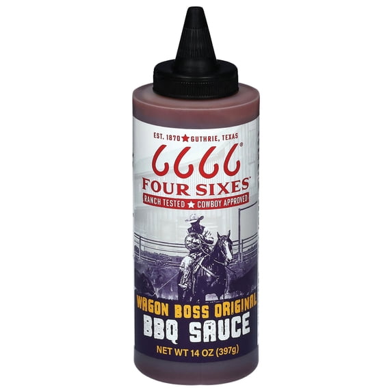 Four Sixes Ranch Wagon Boss Original BBQ Sauce, 14 oz, Allergen-Free