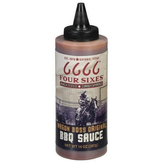 Four Sixes Sauce BBQ Wagon Boss Original 14 oz (Pack of 2)