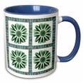thumbnail image 1 of 3drose, Four Soft Green Striped Flowers with Blue and Green Flower Petal Border, 15oz Two-tone Blue Mug, 1 of 6