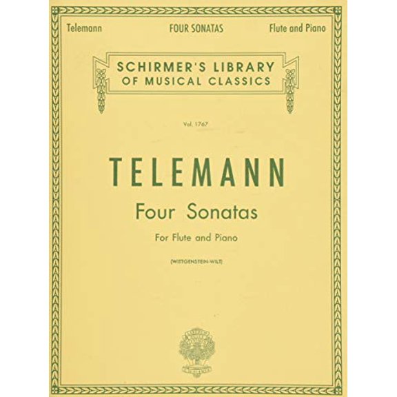 Pre-Owned Telemann - Four Sonatas for Flute and Piano Vol 1767 | Sheet Music | Intermediate Baroque Flute and Piano Collection | Classical Sonatas for Students Recitals Practice and Historical Perfor
