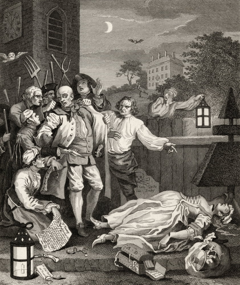 The Four Stages Of Cruelty Cruelty In Perfection Engraved By I Romney After Hogarth From The Works Of Hogarth Published London 1833 Canvas Art - Ken Welsh  Design Pics (26 x 30)
