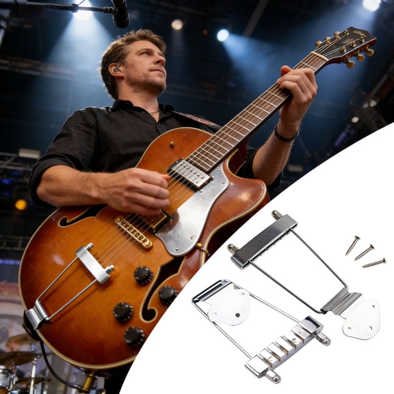 Four String Bridge Replacement Piece for Six String Jazz Guitar Bridge Plate and Tailpiece Upgrade for Improved Tone and Sustain