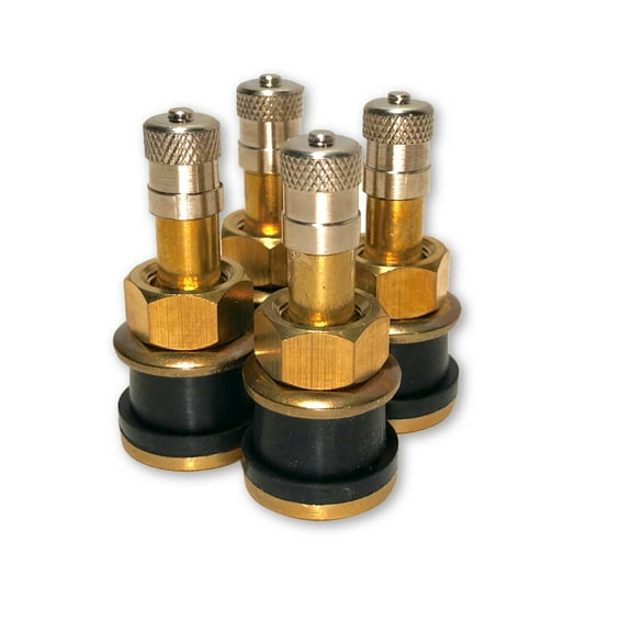 Four TR501 Straight Brass Clamp in Tubeless 1.5-inch Truck or Bus Valve Stems by TYK Industries
