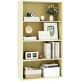 thumbnail image 1 of Four-Tier Living Room Bookshelf, Small Bookcase with 3 Shelves for Small Spaces, Standing Display Bookshelf with Storage, Book Shelves for Bedroom, Office, Milky White, 1 of 7