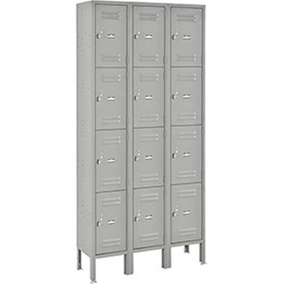 Four-Tier Lockers - Gray - 12 x 18 x 18 in. - Durable Steel Construction