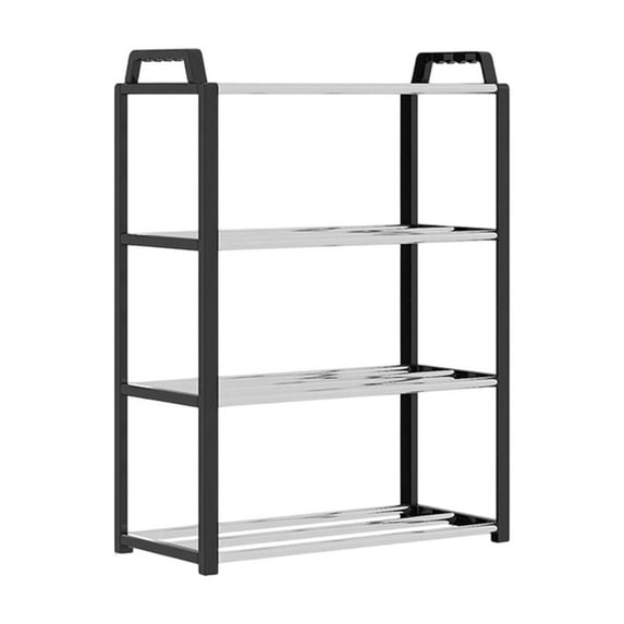Four Tier Plastic Shoe Rack Organizer For Entryway And Bedroom Closet Easy Assembly No Tools Ventilated Shelving For Shoes Of All Types And Sizes For Home Organization