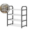 thumbnail image 1 of Four-Tier Plastic Shoe Rack, Stackable Closet Organizer, Ventilated Bedroom Storage Shelf for Entryway Use, 1 of 5
