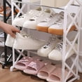 thumbnail image 1 of Four-Tier Shoe Rack Organizer - Easy-to-Assemble Storage Solution for Bedroom Closets, Entryways & Bedrooms, Durable Shoe Shelf to Keep Footwear Tidy & Organized Daily Use, White, 1pc, 1 of 8
