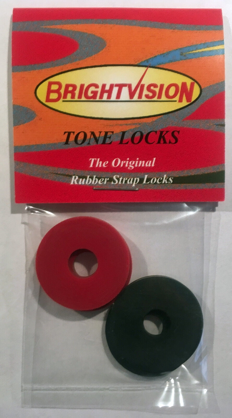 Four Tone Locks Black and Red Rubber Guitar Strap LocksClassic Design