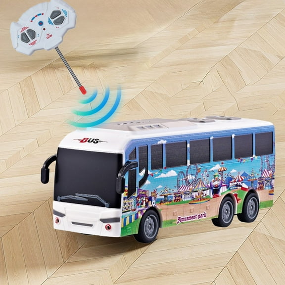 Four Way LED Simulation Bus Children's Travel Bus Remote Control Bus Toy Car Model Toy