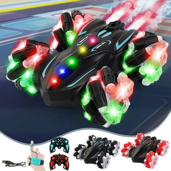 Four Wheel Drive Stunt Car LED Lights Letter Remote Control Car 360 Dump Truck Drifting Car Lights Charging