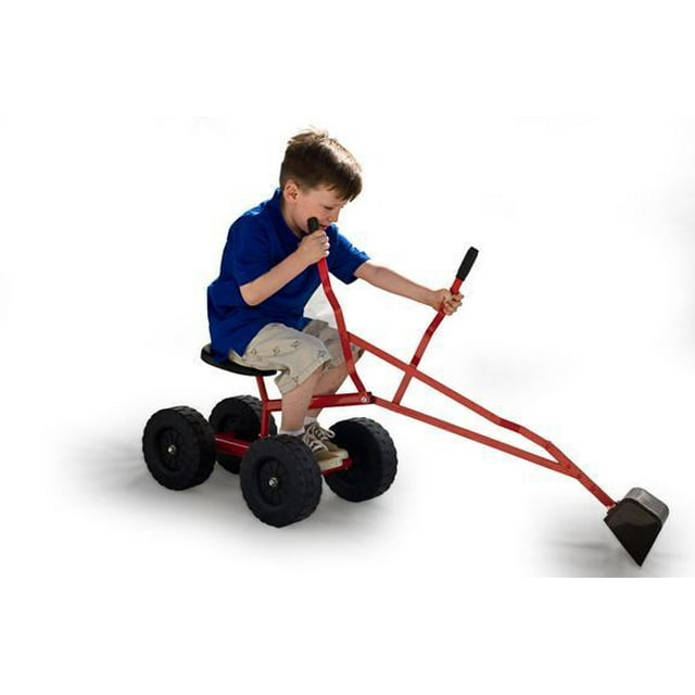 Four Wheels Red Sandbox Sand Digger Excavator Tractor Backhoe for Kids