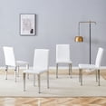 thumbnail image 1 of Four White PU dining chairs,Silver Metal Legs.Simple and versatile, comfortable and accompanied. Exquisite and versatile dining chairs unlock a comfortable new experience.(Set of 4)42775, 1 of 16