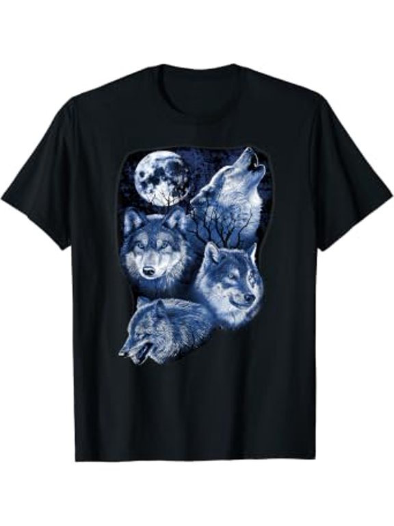 Four Wolfs Howling At The Moon Wolf Lover T-Shirt