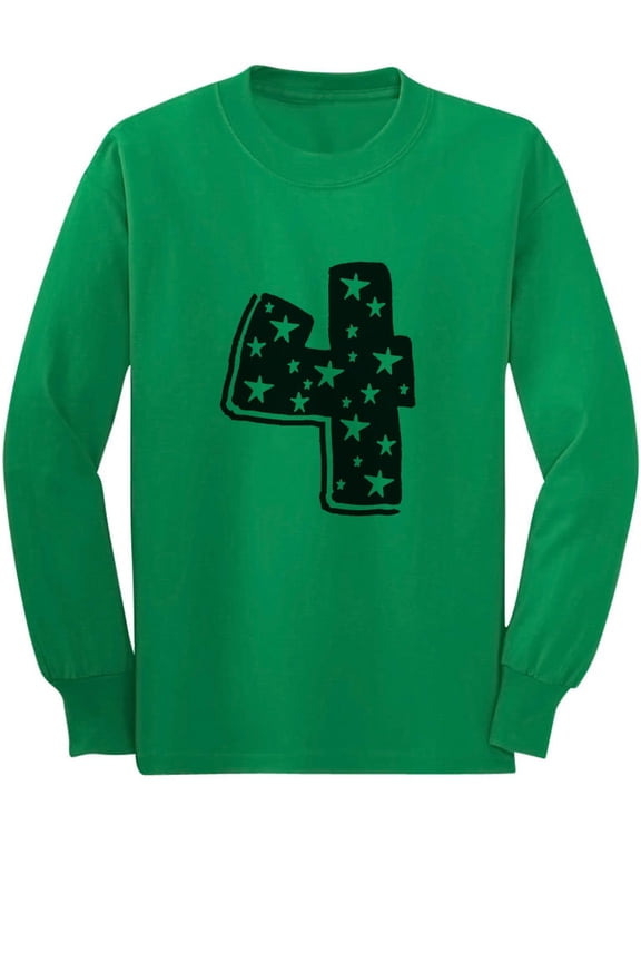 Four Years Old Birthday Gift Idea - I'm 4 Superstar Long sleeve kids T-Shirt Large Green