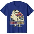 thumbnail image 1 of Four a Saurus Birthday T Rex 4 Year Old Dino 4th Dinosaur Unisex T-Shirt for Men Women Kids, 1 of 5