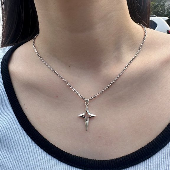 Four-angle Star Snake Chain Necklace Simple Stainless Steel Clavicle Chain