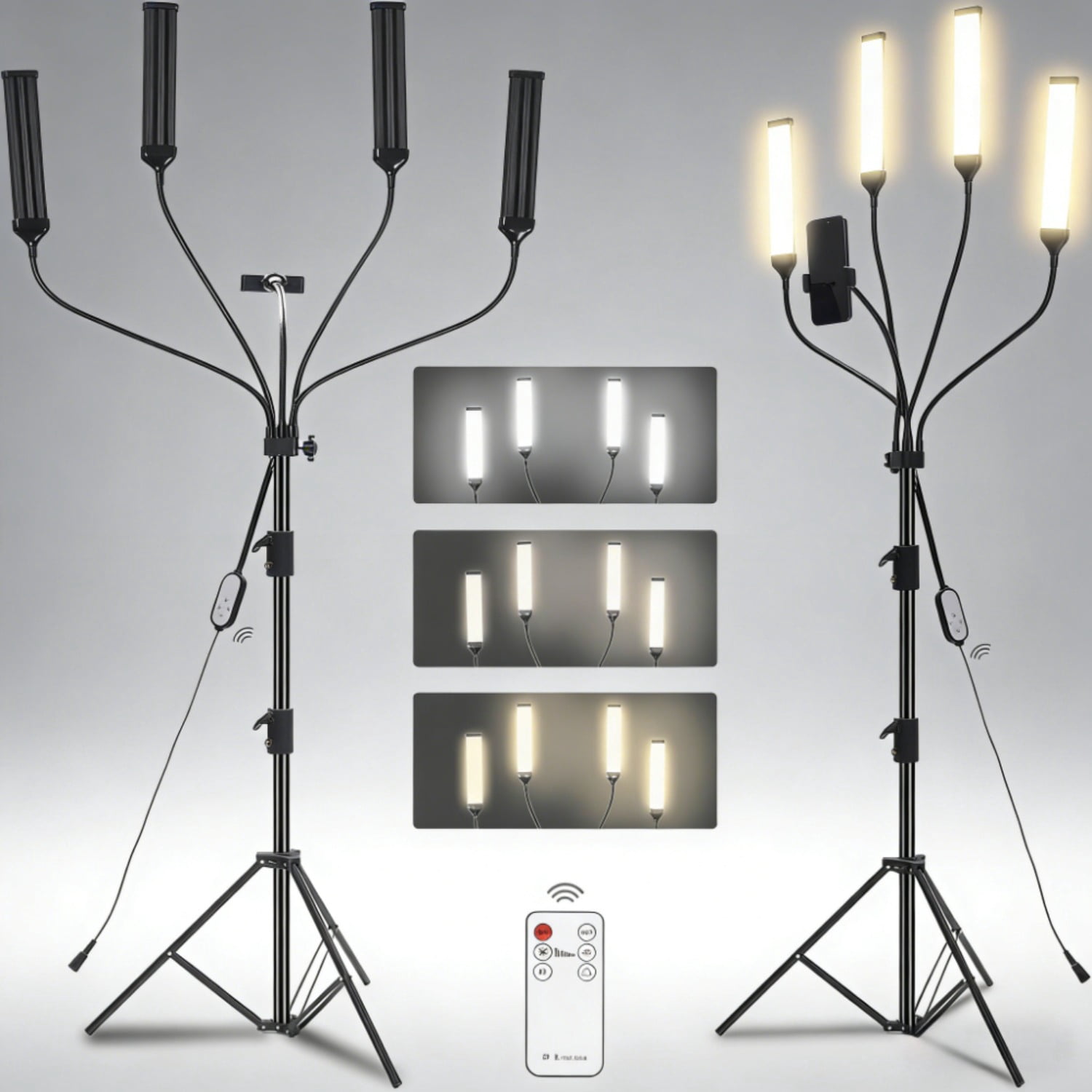 Video Fill Light Led Four-arm LED Fill Light with Tripod Stand 2.4G Remote 2800K-6500K for ...