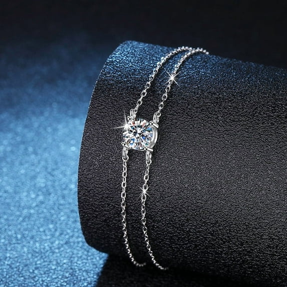 Four-claw Moissanite S925 Sterling Silver Bracelet For Women