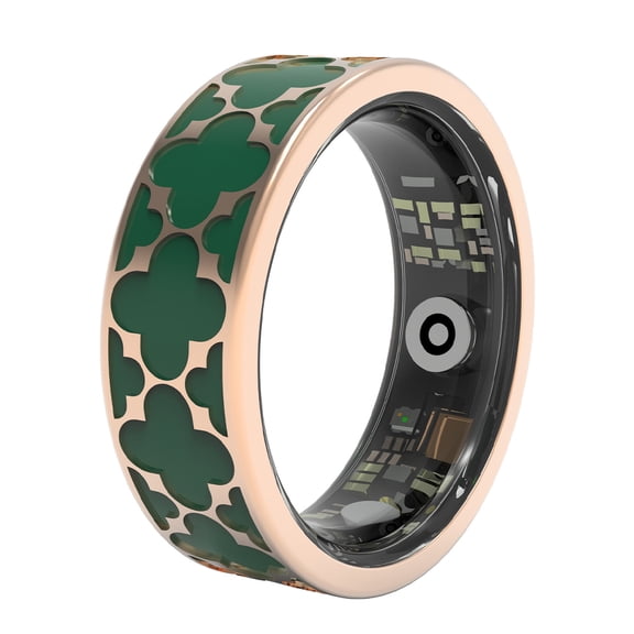 CISOOTI Classic Clover Health Tracking Ring, Suitable for Both Men and Women, 5ATM Waterproof, Activity/Sleep/Temperature Monitoring, Family Care Mode, Compatible with Android and iOS.Green