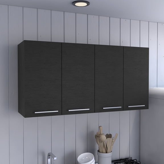 Four-door Kitchen Cabinet in Black / Made for Long-term Use