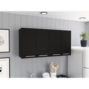 Four-door Wall Mounted Cabinet In Black For Laundry Room Storage With Four Doors Streamlined