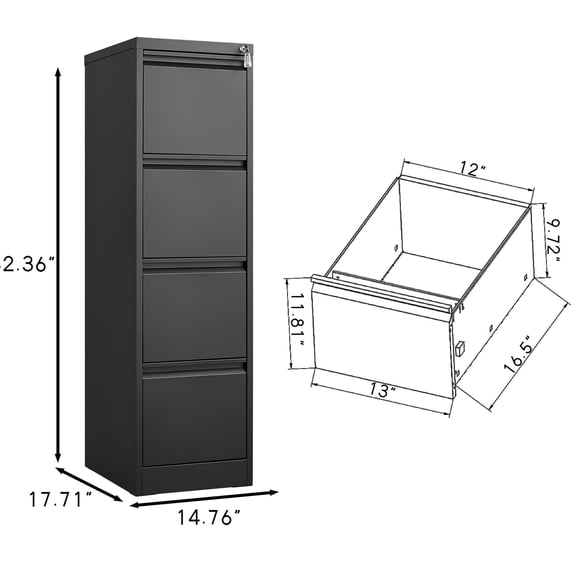 Four - drawer, folding lock - Secure private information - Office place - Lock drawers safely